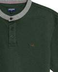 Mens Polo Slim Fit Mandarin Collar Piqué Cotton Elastane Contrast Band Cuffs Embroidered Duck - Green 63_601H003_VER190414_8