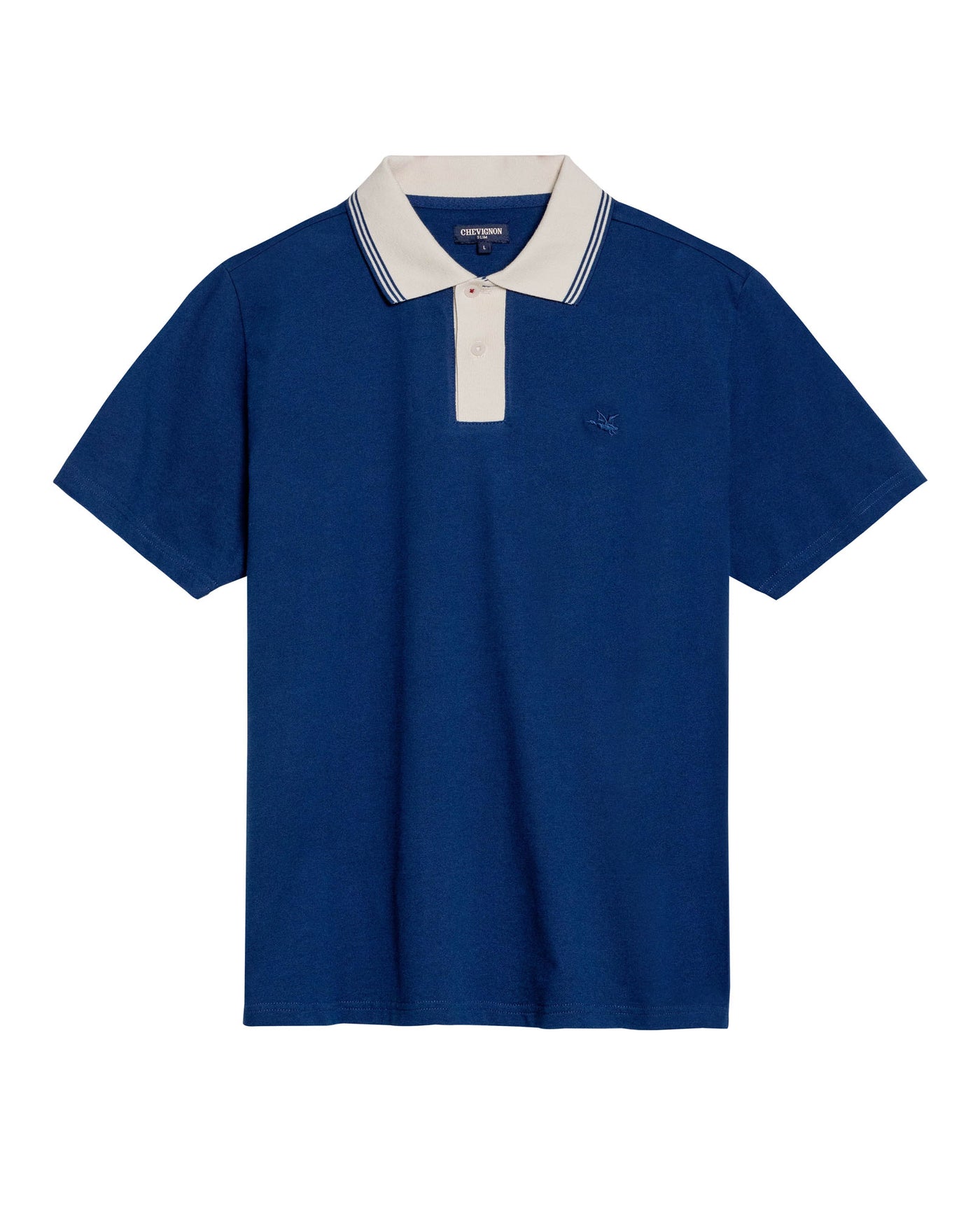 Mens Polo Slim Fit Short Sleeve Preppy Style Cotton Elastane Contrast Collar Placket Vibrant Duck - Blue 63_601H004_AZU194029_3