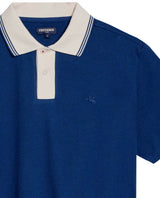 Mens Polo Slim Fit Short Sleeve Preppy Style Cotton Elastane Contrast Collar Placket Vibrant Duck - Blue 63_601H004_AZU194029_8