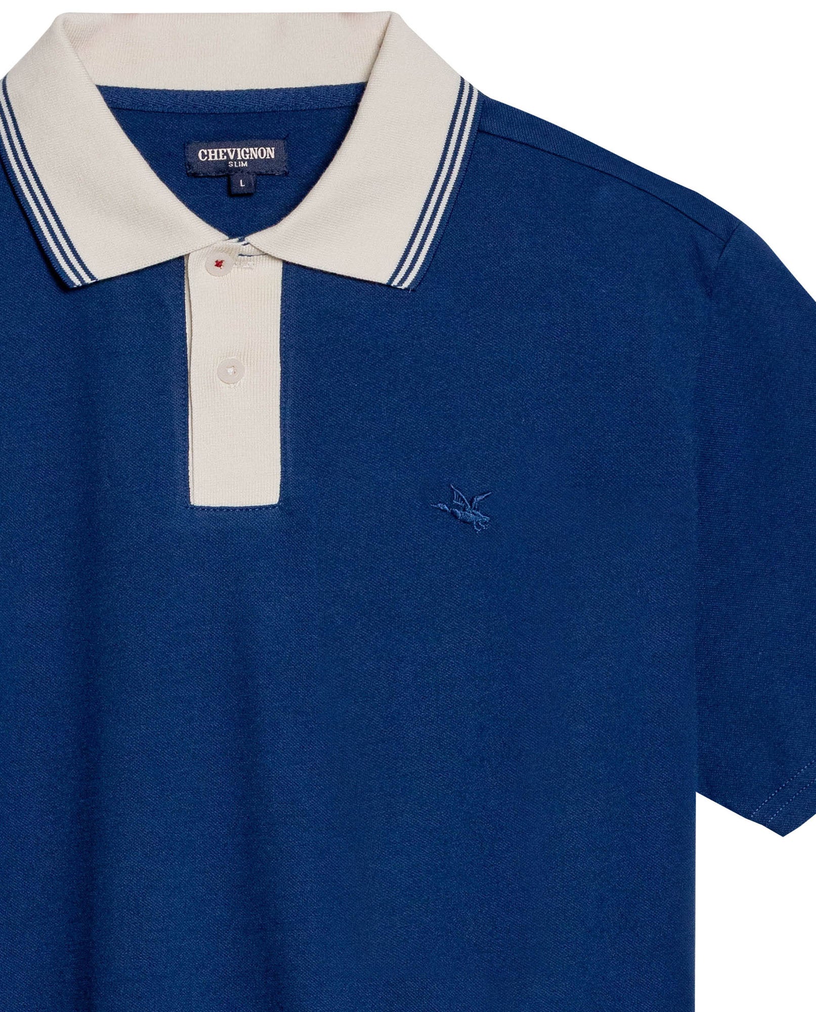 Mens Polo Slim Fit Short Sleeve Preppy Style Cotton Elastane Contrast Collar Placket Vibrant Duck - Blue 63_601H004_AZU194029_8