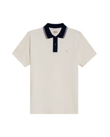 Mens Polo Slim Fit Short Sleeve Preppy Style Cotton Elastane Contrast Collar Placket Vibrant Duck - White 63_601H004_BLA120601_3