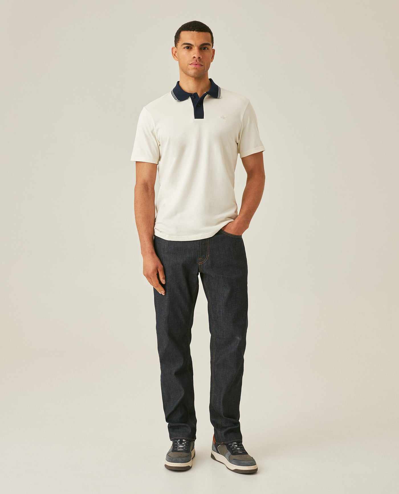 Mens Polo Slim Fit Short Sleeve Preppy Style Cotton Elastane Contrast Collar Placket Vibrant Duck - White 63_601H004_BLA120601_4