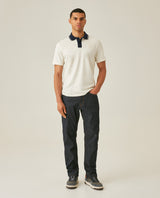 Mens Polo Slim Fit Short Sleeve Preppy Style Cotton Elastane Contrast Collar Placket Vibrant Duck - White 63_601H004_BLA120601_4