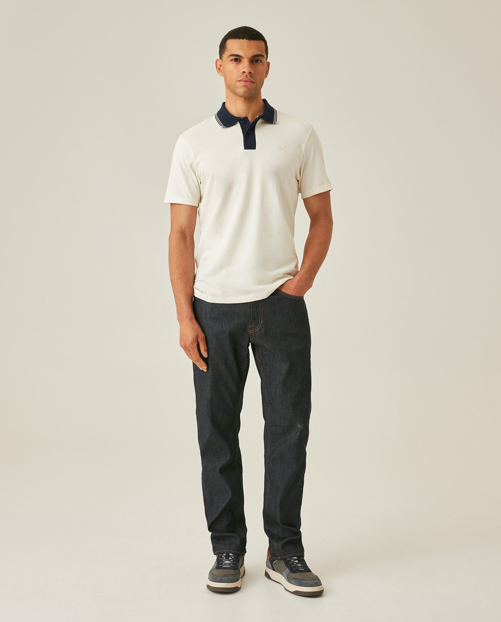 Mens Polo Slim Fit Short Sleeve Preppy Style Cotton Elastane Contrast Collar Placket Vibrant Duck - White 63_601H004_BLA120601_4