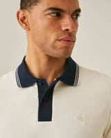 Mens Polo Slim Fit Short Sleeve Preppy Style Cotton Elastane Contrast Collar Placket Vibrant Duck - White 63_601H004_BLA120601_5