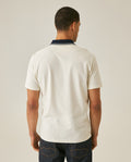 Mens Polo Slim Fit Short Sleeve Preppy Style Cotton Elastane Contrast Collar Placket Vibrant Duck - White 63_601H004_BLA120601_6