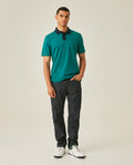 Mens Polo Slim Fit Short Sleeve Preppy Style Cotton Elastane Contrast Collar Placket Vibrant Duck - Green 63_601H004_VER185322_4