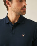 Mens Polo Slim Fit Short Sleeve Waffle Texture Cotton Polyester Vibrant Embroidered Duck - Blue 63_601H005_AZU193924_5