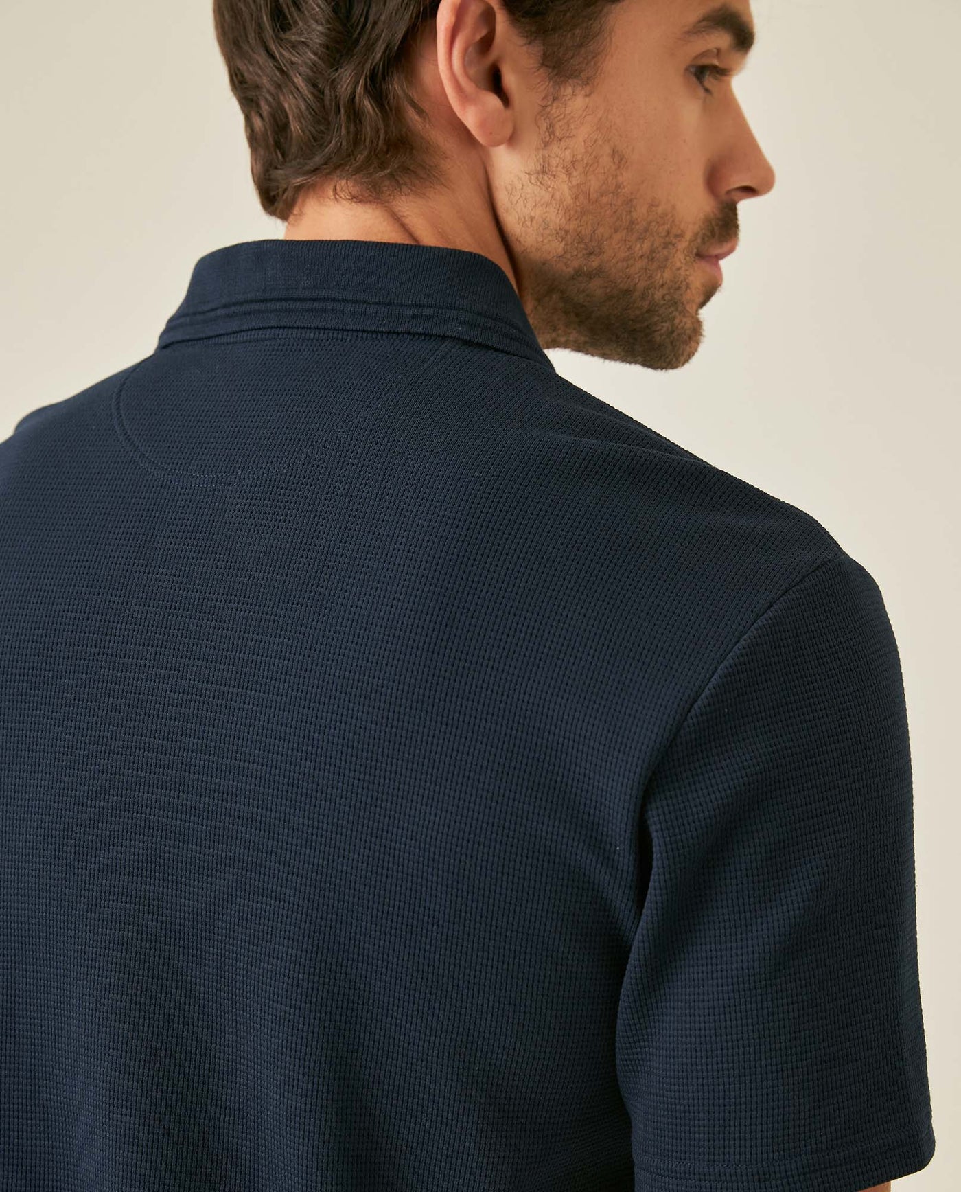 Mens Polo Slim Fit Short Sleeve Waffle Texture Cotton Polyester Vibrant Embroidered Duck - Blue 63_601H005_AZU193924_7