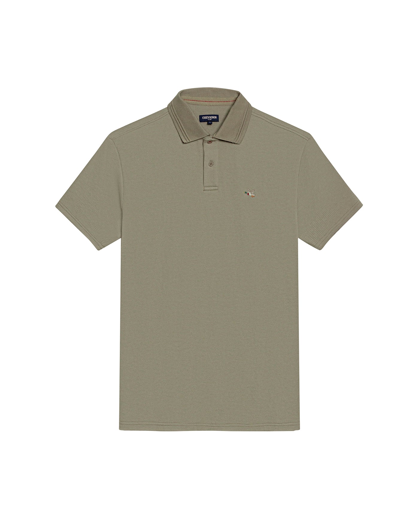 Mens Polo Slim Fit Short Sleeve Waffle Texture Cotton Polyester Vibrant Embroidered Duck - Green 63_601H005_VER170619_0