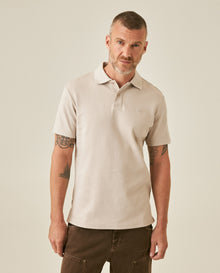 Mens Polo Shirt Slim Fit Short Sleeve Sanforized Cotton Polyester Distinctive Chest Print - Raw 63_601H006_CRU154502_0