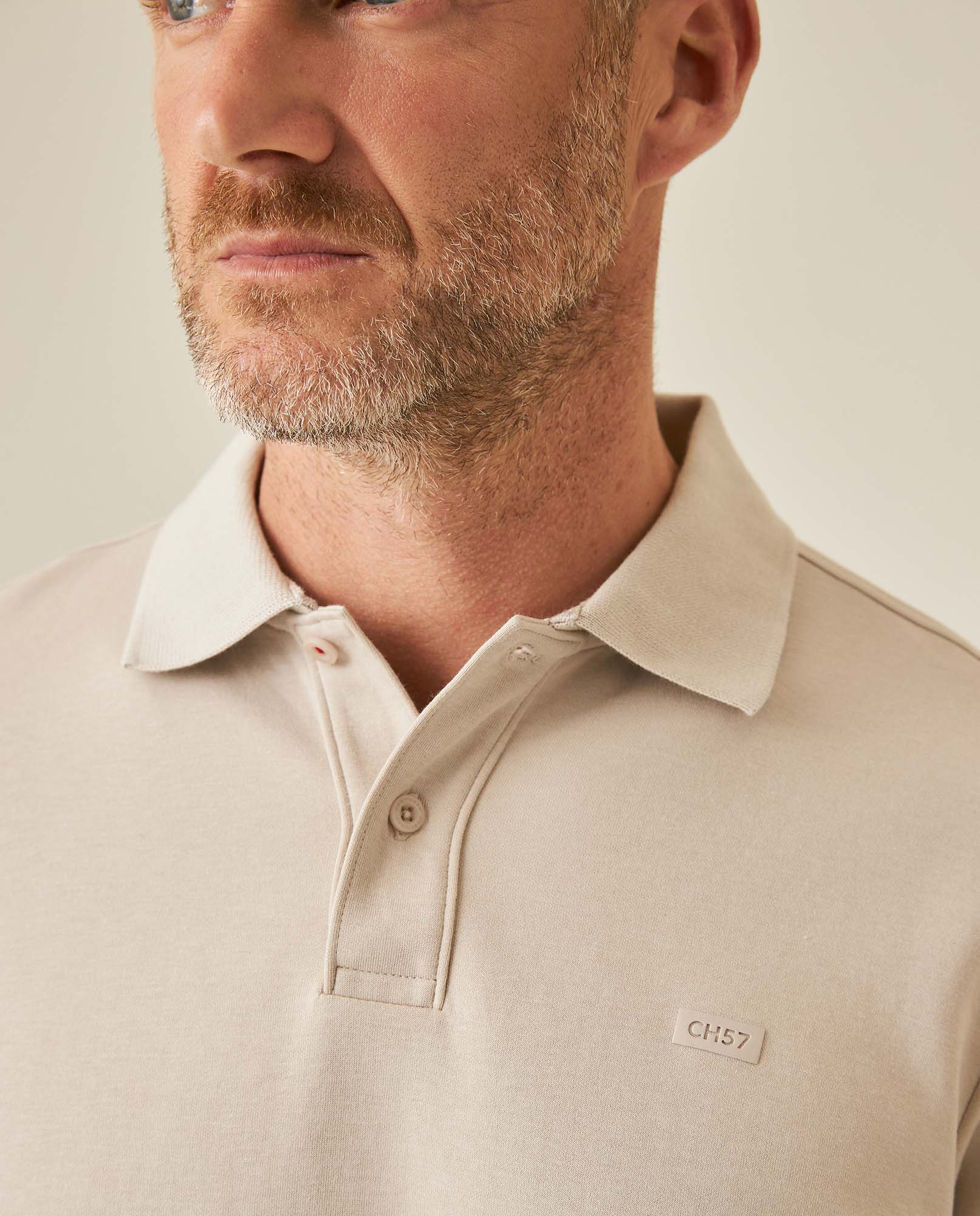 Mens Polo Shirt Slim Fit Short Sleeve Sanforized Cotton Polyester Distinctive Chest Print - Raw 63_601H006_CRU154502_5