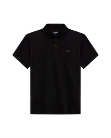 Mens Polo Shirt Slim Fit Short Sleeve Sanforized Cotton Polyester Distinctive Chest Print - Black 63_601H006_NEG194007_3