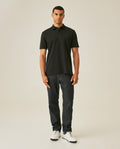 Mens Polo Shirt Slim Fit Short Sleeve Sanforized Cotton Polyester Distinctive Chest Print - Black 63_601H006_NEG194007_4