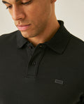 Mens Polo Shirt Slim Fit Short Sleeve Sanforized Cotton Polyester Distinctive Chest Print - Black 63_601H006_NEG194007_5