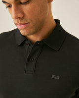 Mens Polo Shirt Slim Fit Short Sleeve Sanforized Cotton Polyester Distinctive Chest Print - Black 63_601H006_NEG194007_5