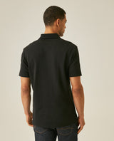 Mens Polo Shirt Slim Fit Short Sleeve Sanforized Cotton Polyester Distinctive Chest Print - Black 63_601H006_NEG194007_6