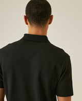 Mens Polo Shirt Slim Fit Short Sleeve Sanforized Cotton Polyester Distinctive Chest Print - Black 63_601H006_NEG194007_7