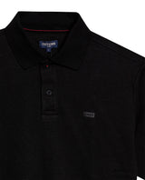 Mens Polo Shirt Slim Fit Short Sleeve Sanforized Cotton Polyester Distinctive Chest Print - Black 63_601H006_NEG194007_8