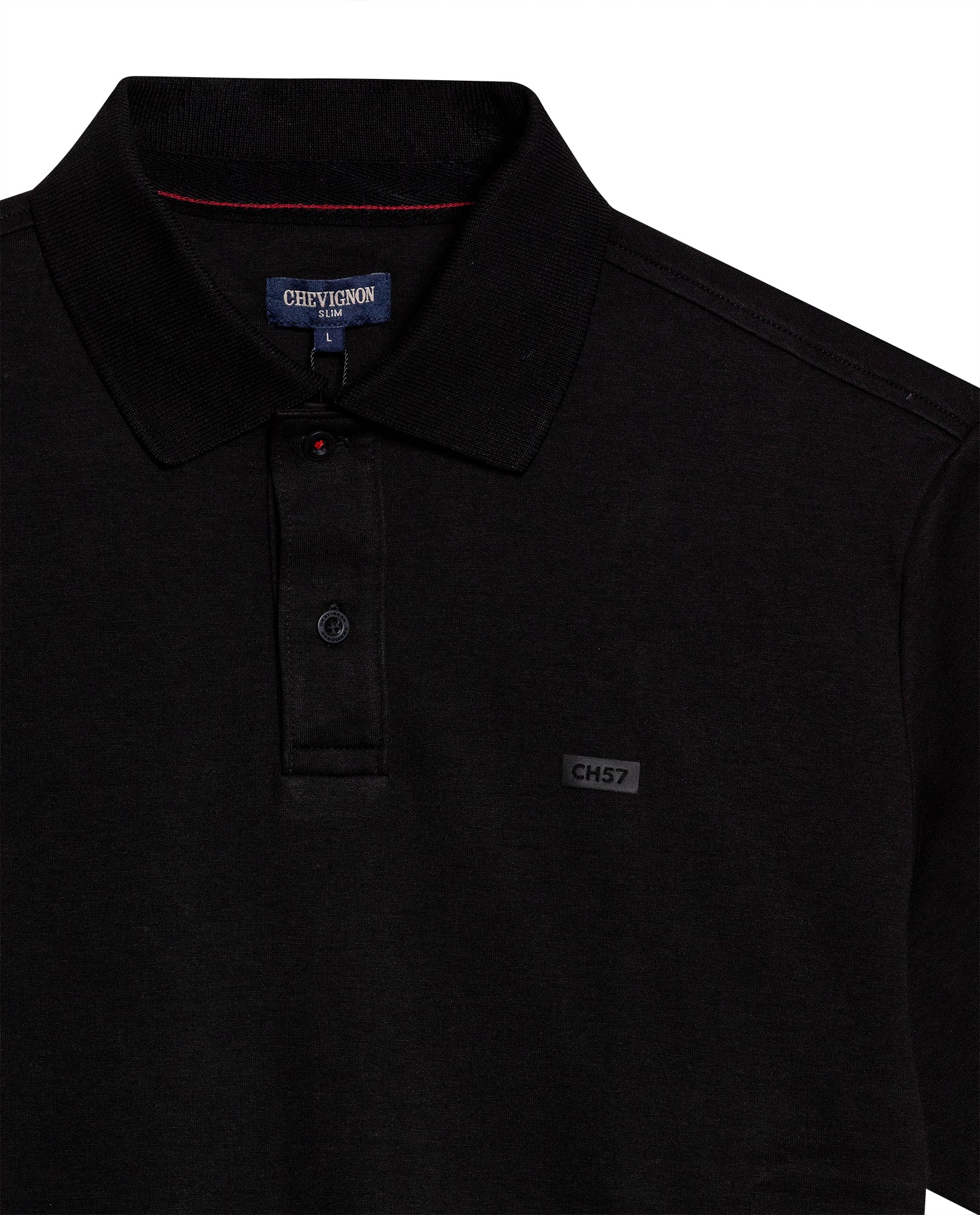 Mens Polo Shirt Slim Fit Short Sleeve Sanforized Cotton Polyester Distinctive Chest Print - Black 63_601H006_NEG194007_8