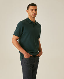 Mens Polo Shirt Slim Fit Short Sleeve Sanforized Cotton Polyester Distinctive Chest Print - Dark Green 63_601H006_VER195406_0