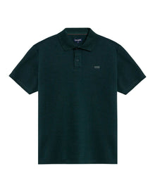 Mens Polo Shirt Slim Fit Short Sleeve Sanforized Cotton Polyester Distinctive Chest Print - Dark Green 63_601H006_VER195406_3