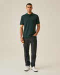 Mens Polo Shirt Slim Fit Short Sleeve Sanforized Cotton Polyester Distinctive Chest Print - Dark Green 63_601H006_VER195406_4