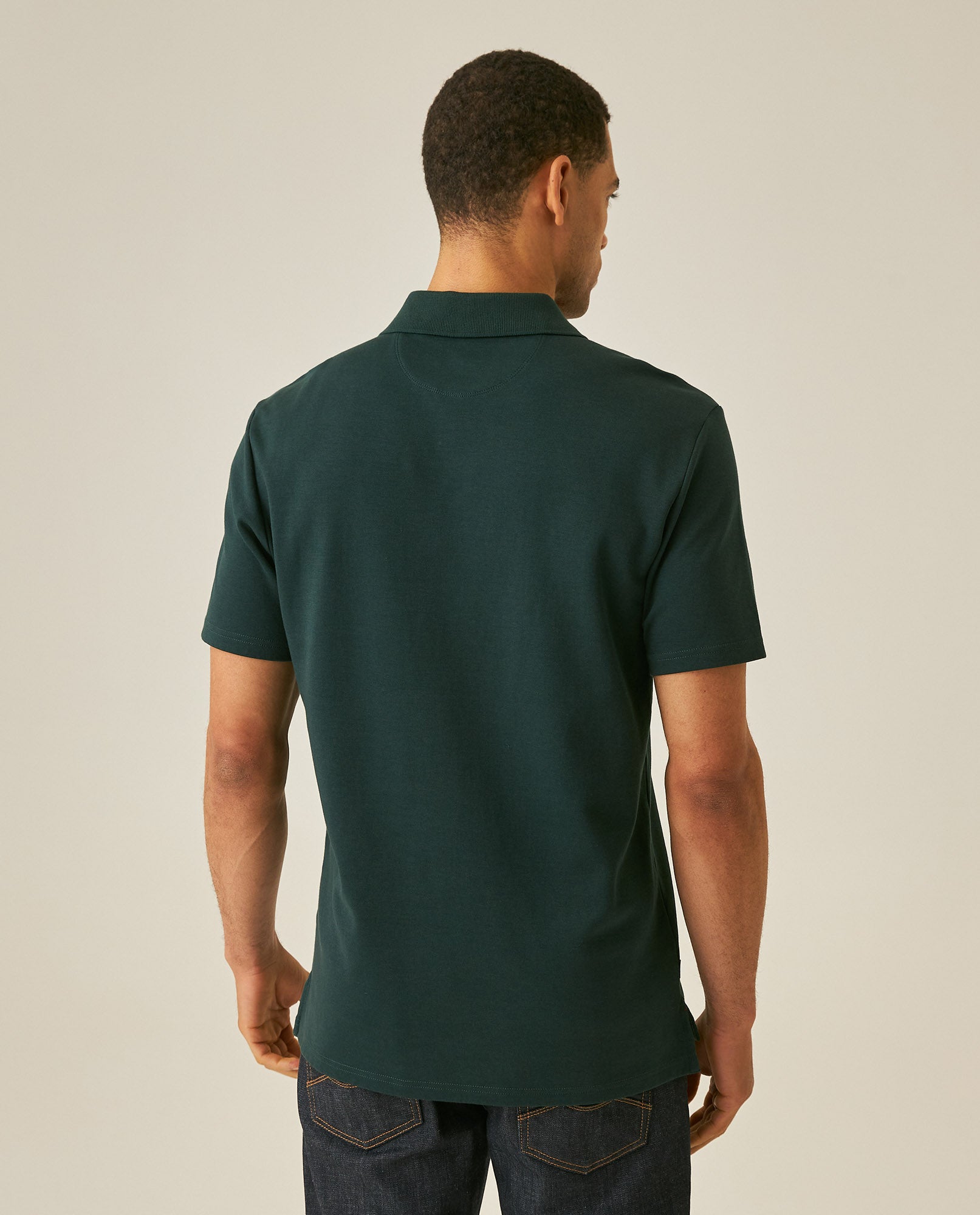 Mens Polo Shirt Slim Fit Short Sleeve Sanforized Cotton Polyester Distinctive Chest Print - Dark Green 63_601H006_VER195406_6