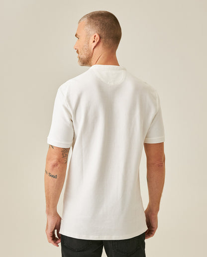 Mens Polo Shirt Classic Fit Mandarin Collar Short Sleeve Piqué Jacquard Cotton Contrast Details - Raw 63_601H007_CRU110606_6