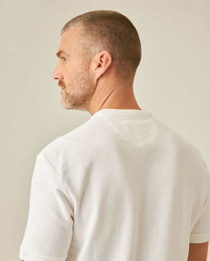 Mens Polo Shirt Classic Fit Mandarin Collar Short Sleeve Piqué Jacquard Cotton Contrast Details - Raw 63_601H007_CRU110606_7