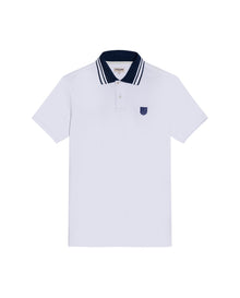 Mens Polo Shirt Classic Fit Short Sleeve Piqué Cotton Elastane Contrast Collar Mini Appliqué - White 63_601H008_BLA110601_3