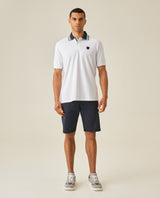 Mens Polo Shirt Classic Fit Short Sleeve Piqué Cotton Elastane Contrast Collar Mini Appliqué - White 63_601H008_BLA110601_4