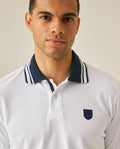 Mens Polo Shirt Classic Fit Short Sleeve Piqué Cotton Elastane Contrast Collar Mini Appliqué - White 63_601H008_BLA110601_5