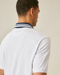 Mens Polo Shirt Classic Fit Short Sleeve Piqué Cotton Elastane Contrast Collar Mini Appliqué - White 63_601H008_BLA110601_7