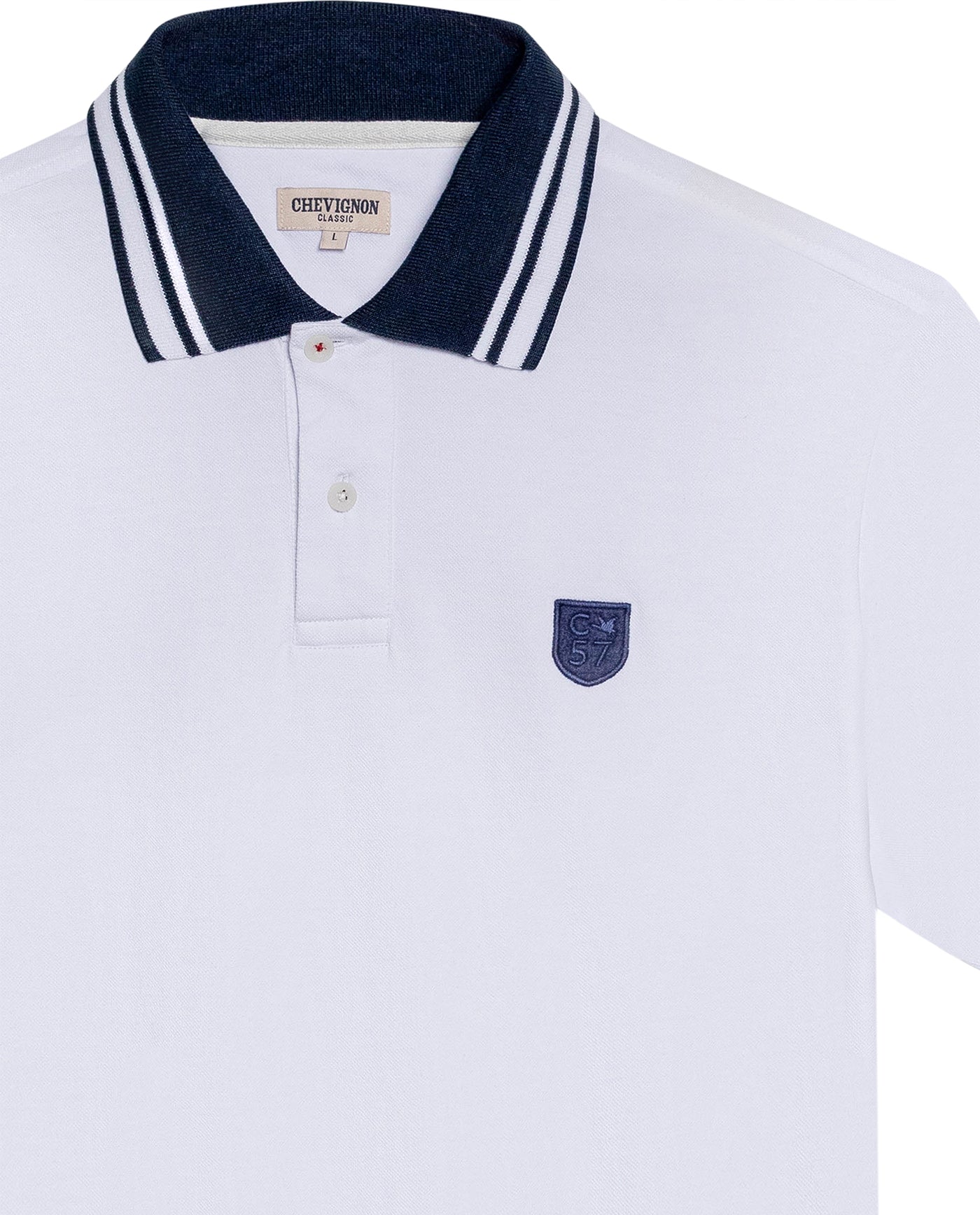 Mens Polo Shirt Classic Fit Short Sleeve Piqué Cotton Elastane Contrast Collar Mini Appliqué - White 63_601H008_BLA110601_8