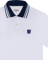 Mens Polo Shirt Classic Fit Short Sleeve Piqué Cotton Elastane Contrast Collar Mini Appliqué - White 63_601H008_BLA110601_8