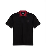 Mens Polo Shirt Classic Fit Short Sleeve Piqué Cotton Elastane Contrast Collar Mini Appliqué - Black 63_601H008_NEG194007_3