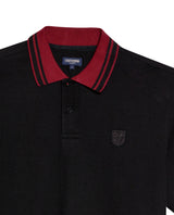 Mens Polo Shirt Classic Fit Short Sleeve Piqué Cotton Elastane Contrast Collar Mini Appliqué - Black 63_601H008_NEG194007_8