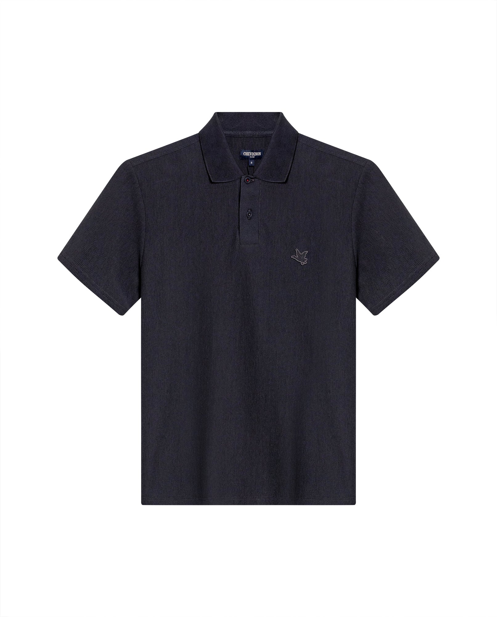Men's Polo Shirt Slim Fit Short Sleeve Vertical Rib Cotton