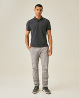 Mens Polo Shirt Slim Fit Short Sleeve Vertical Rib Cotton Embossed Embroidered Duck Knit Details - Gray 63_601H009_GRI190000_4