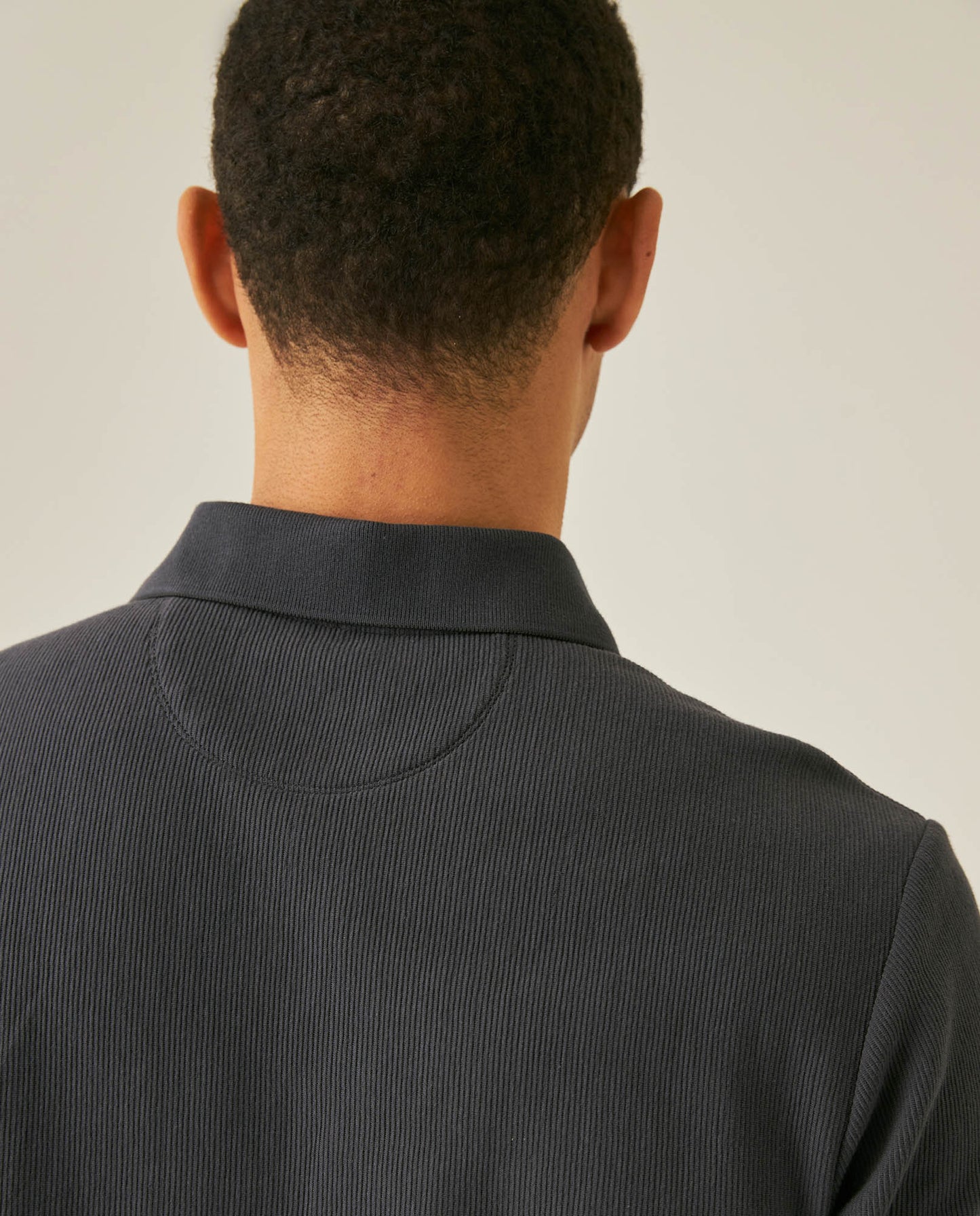 Mens Polo Shirt Slim Fit Short Sleeve Vertical Rib Cotton Embossed Embroidered Duck Knit Details - Gray 63_601H009_GRI190000_7