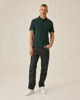 Mens Polo Shirt Slim Fit Short Sleeve Vertical Rib Cotton Embossed Embroidered Duck Knit Details - Dark Green 63_601H009_VER195406_4