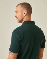 Mens Polo Shirt Slim Fit Short Sleeve Vertical Rib Cotton Embossed Embroidered Duck Knit Details - Dark Green 63_601H009_VER195406_7