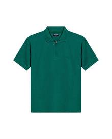 Mens Polo Shirt Classic Fit Zip Closure Piqué Cotton Elastane Minimalist Outline Duck Embroidery - Green 63_601H010_VER185322_3