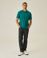 Mens Polo Shirt Classic Fit Zip Closure Piqué Cotton Elastane Minimalist Outline Duck Embroidery - Green 63_601H010_VER185322_4