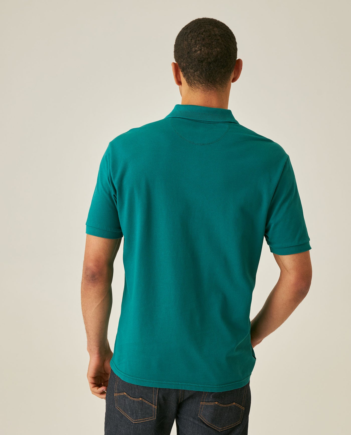 Mens Polo Shirt Classic Fit Zip Closure Piqué Cotton Elastane Minimalist Outline Duck Embroidery - Green 63_601H010_VER185322_6