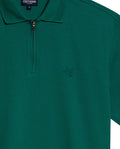 Mens Polo Shirt Classic Fit Zip Closure Piqué Cotton Elastane Minimalist Outline Duck Embroidery - Green 63_601H010_VER185322_8