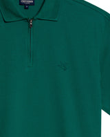 Mens Polo Shirt Classic Fit Zip Closure Piqué Cotton Elastane Minimalist Outline Duck Embroidery - Green 63_601H010_VER185322_8