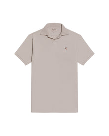 Mens Polo Shirt Slim Fit Short Sleeve V Placket Piqué Cotton Elastane Wide Collar Channel Vibrant Duck - Beige 63_601H012_BEI140002_0