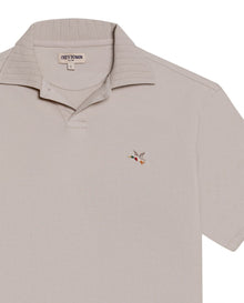 Mens Polo Shirt Slim Fit Short Sleeve V Placket Piqué Cotton Elastane Wide Collar Channel Vibrant Duck - Beige 63_601H012_BEI140002_3